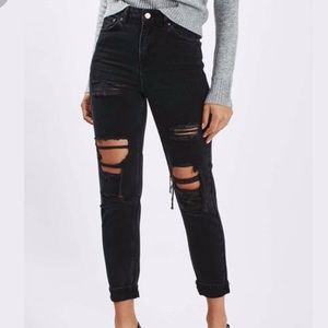Topshop black ripped mom jeans